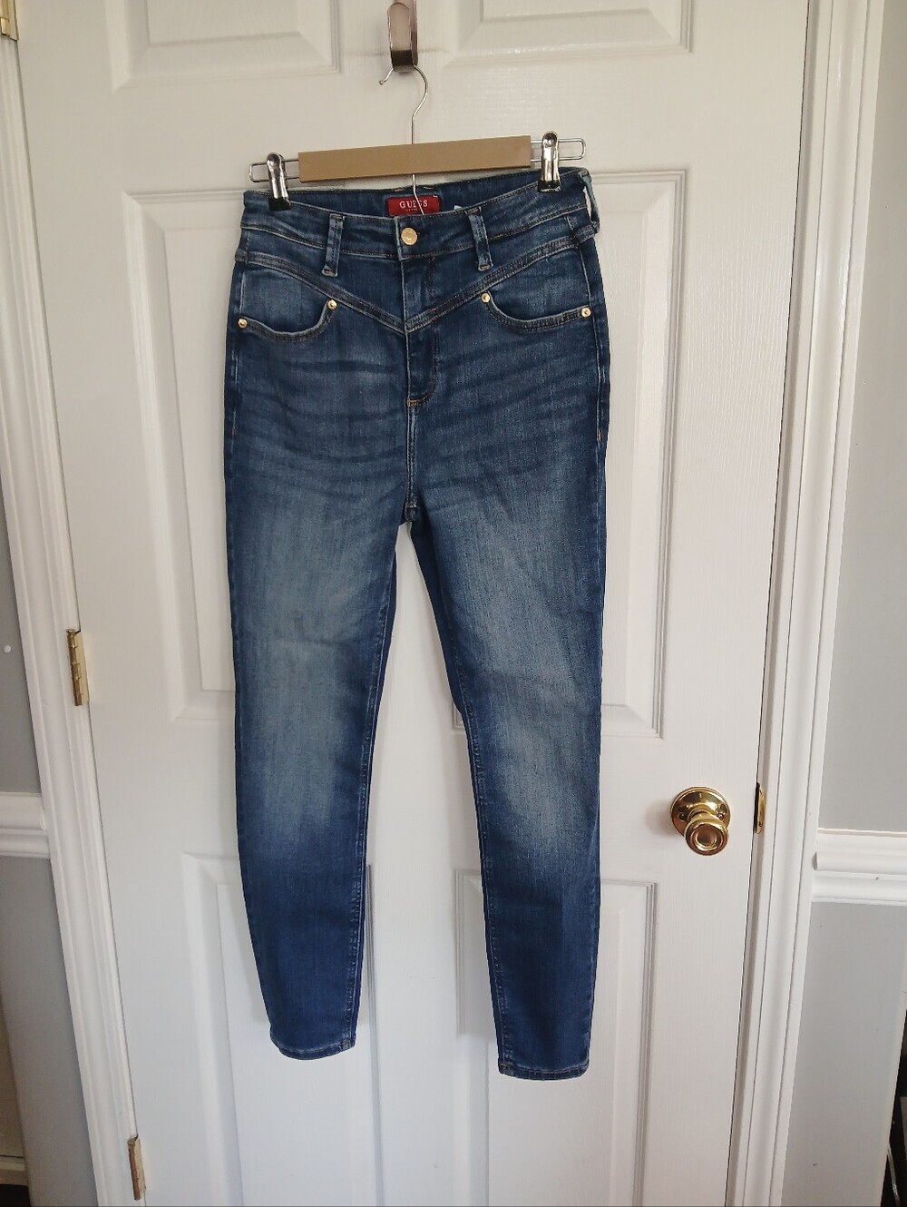 Guess Women's Skinny Jeans in Medium Blue Wash High Waisted Streetwear Festival